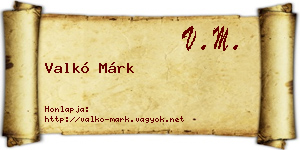 Valkó Márk névjegykártya